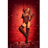 Corset bustier sans bretelles brodé noir et rouge avec laçage dos - Mapalé