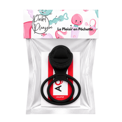 Anneau vibrant 1 seul mode de vibration très extensible noir Pocket Pleasure  1 dosette de lubrifiant