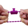 Anneau violet vibrant silicone avec langue picot Pocket Pleasure  1 dosette de lubrifiant