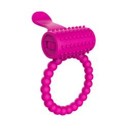 Anneau rose vibrant silicone avec langue picot Pocket Pleasure  1 dosette de lubrifiant