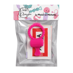 Anneau rose vibrant silicone avec langue picot Pocket Pleasure  1 dosette de lubrifiant