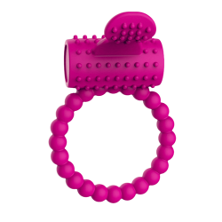 Anneau rose vibrant silicone avec langue picot Pocket Pleasure  1 dosette de lubrifiant