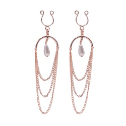 Bijoux de seins avec 3 chainettes doré rose et une perle