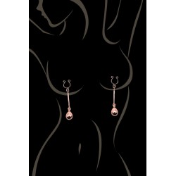 Bijou pince téton, forme perle doré rose