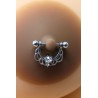 Paire de cache-tétons piercing barre demi-anneau faux diamant peau foncée 