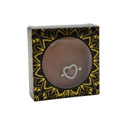 Paire de cache-tétons piercing barre coeur faux diamant peau foncée 