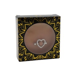 Paire de cache-tétons piercing barre coeur faux diamant peau métisse 