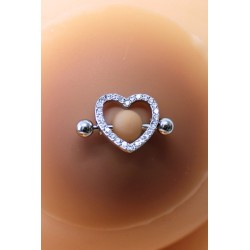 Paire de cache-tétons piercing barre coeur faux diamant peau métisse 