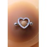 Paire de cache-tétons piercing barre coeur faux diamant peau métisse 