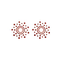 Paire de cache tétons adhésifs strass rouge 