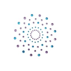 Paire de cache tétons adhésifs strass bleu et violet