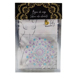 Paire de cache tétons adhésifs strass bleu et violet