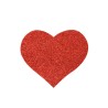 Paire de cache tétons adhésifs coeur pailleté rouge 