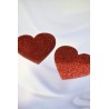 Paire de cache tétons adhésifs coeur pailleté rouge 