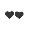 Paire de cache tétons adhésifs coeur pailleté noir