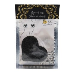 Paire de cache tétons adhésifs coeur pailleté noir