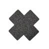 Paire de cache tétons adhésifs croix pailletée noir 