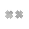 Paire de cache tétons adhésifs croix pailletée blanc 