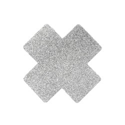 Paire de cache tétons adhésifs croix pailletée blanc 