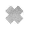 Paire de cache tétons adhésifs croix pailletée blanc 