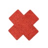 Paire de cache tétons adhésifs croix pailletée rouge 