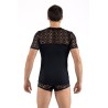 T-shirt noir résille brodée Shinny 
