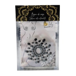 Paire de cache tétons adhésifs strass noir 