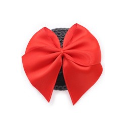 Paire de cache tétons adhésifs noir avec nœud papillon rouge