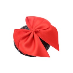Paire de cache tétons adhésifs noir avec nœud papillon rouge