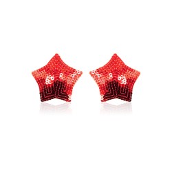 Paire de cache tétons adhésifs étoile pailletée sequin rouge