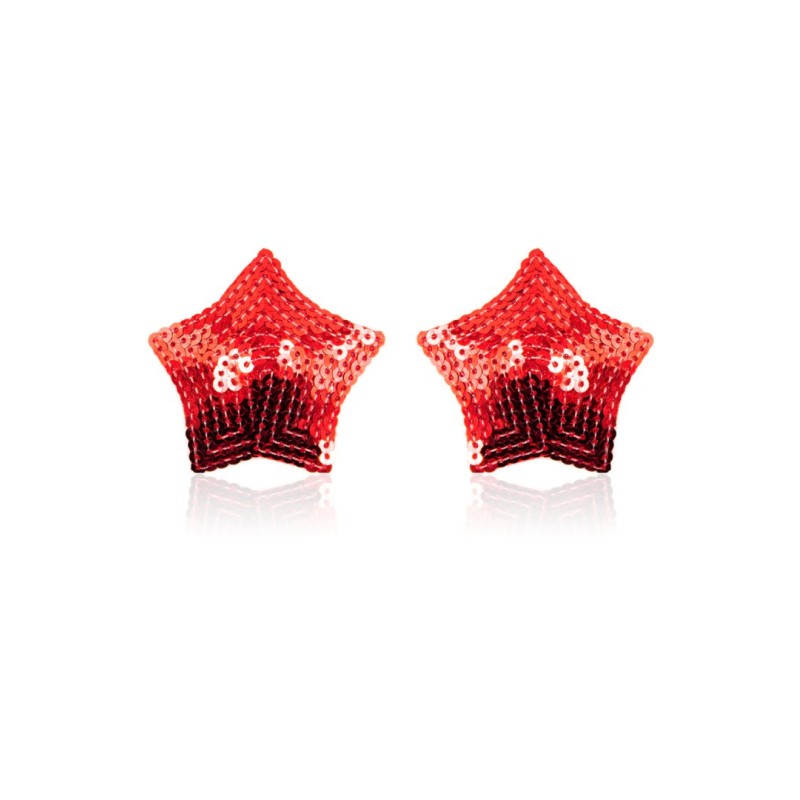 Paire de cache tétons adhésifs étoile pailletée sequin rouge