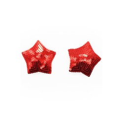 Paire de cache tétons adhésifs étoile pailletée sequin rouge