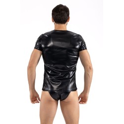 T-Shirt noir Black Desire en simili cuir 