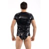 T-Shirt noir Black Desire en simili cuir 