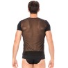 T-shirt noir rayé opaque et transparent 