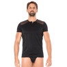 T-shirt noir rayé opaque et transparent 