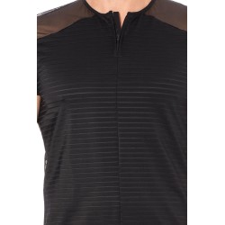T-shirt noir rayé opaque et transparent 