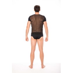 T-shirt noir rayé opaque et transparent 