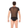 T-shirt noir rayé opaque et transparent 