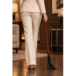 Fouet rouge et noir en simili cuir 80 cm - Dreamy Fetish