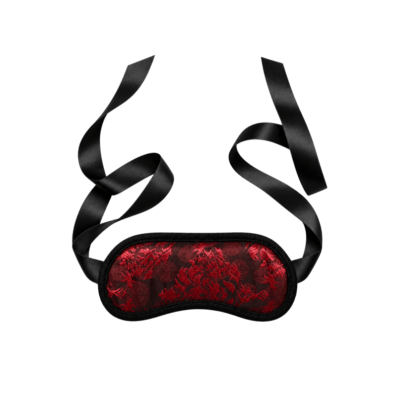 Bandeau pour les yeux motif japonais rouge et noir - Dreamy Fetish