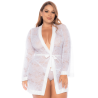 Peignoir grande taille en dentelle blanche
