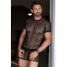 T-shirt noir sexy filet irrégulier fétichiste 