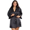 Nuisette grande taille noire avec peignoir satinés 