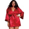 Nuisette grande taille rouge avec peignoir satinés 