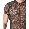 T-shirt noir sexy filet irrégulier fétichiste 