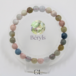 Bracelet en pierres naturelles Béryls Aigue marine et Morganite A 7mm