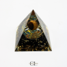 Orgonite pyramide Oeil de Tigre et Obsidienne Noire Arbre de Vie  Spirale