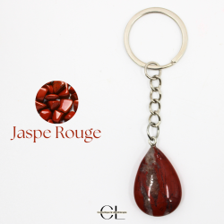 Porte-clefs avec pierre naturelle Jaspe Rouge AB 30mm en forme de goutte