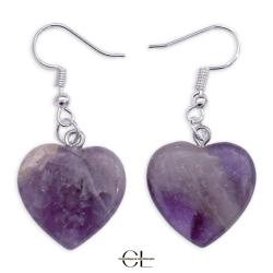 Boucles d'oreilles avec pierre Amethyste AB en forme de coeur 20mm